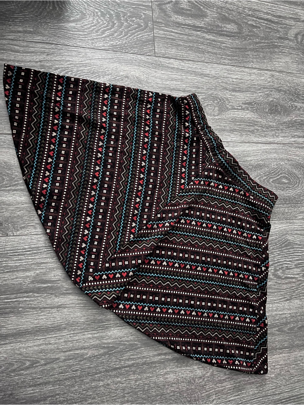 ⚡️Rue21 Black Patterned Skirt with Pink and Teal Accents